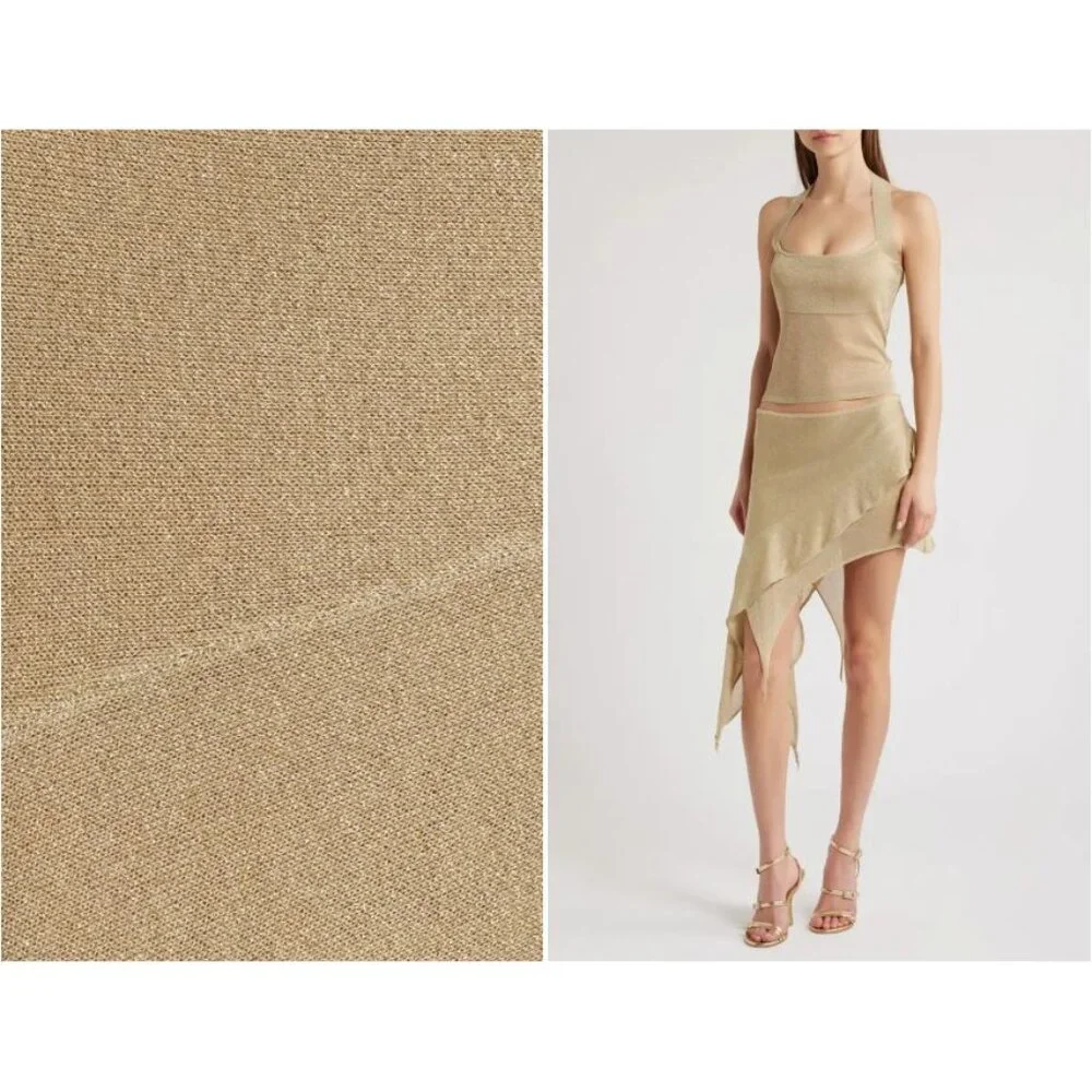 LIONESS Palisades Halter in Oyster XLarge New Womens Knit Gold Top